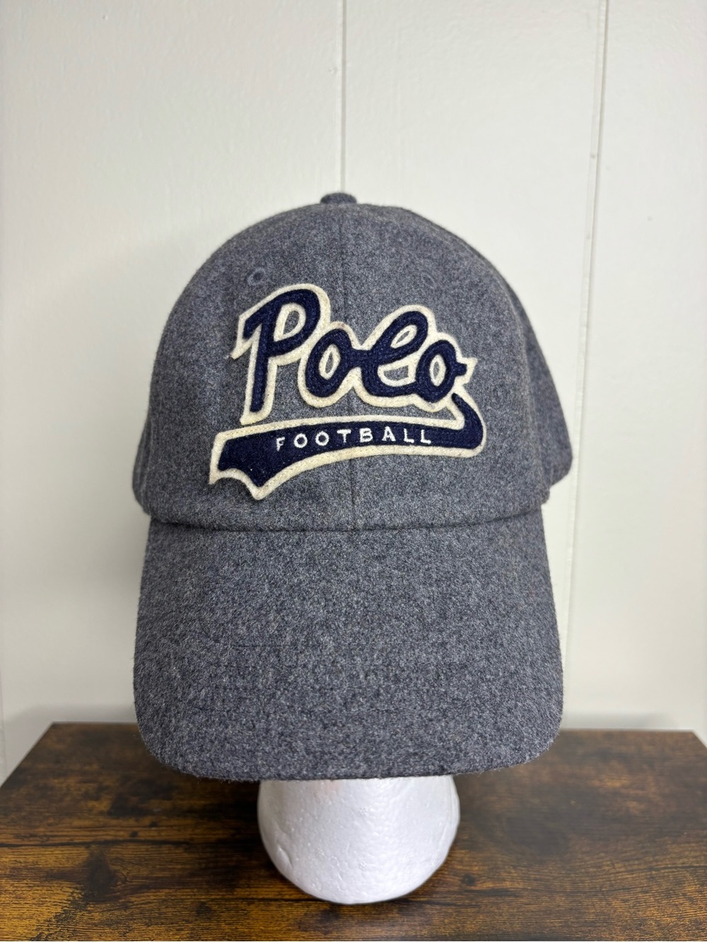 Polo Ralph Lauren Polo Football Hat Script Cap Wool Blend Baseball Strapback Men